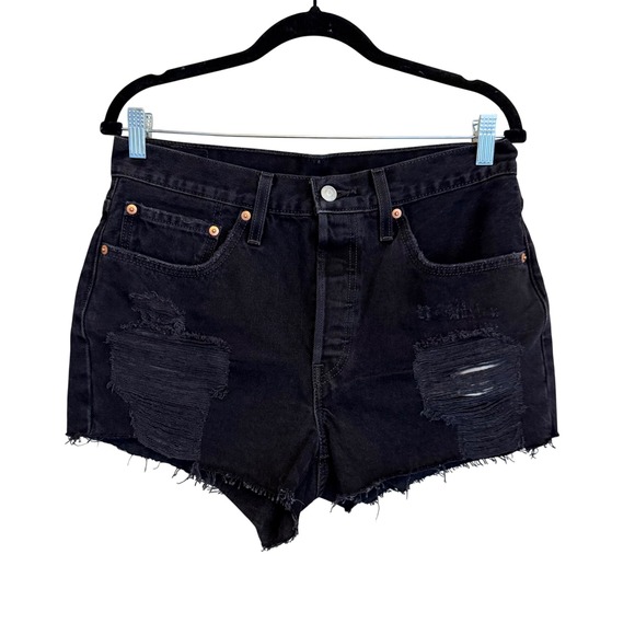 Levi's Pants - Levis 501 Original High Rise Distressed Denim Shorts Black Size 30 56327-0268